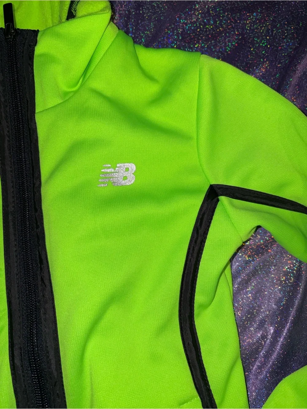 Girls Lime Green Lace New Balance Zip Up Hoodie